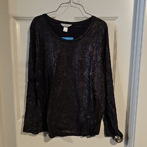 CJ Banks Shimmering Purple Long Sleeve Top